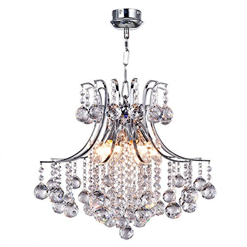Modern 6 Lights Chrome Finish Crystal Chandeliers Flush Mounted Pendant - EK CHIC HOME
