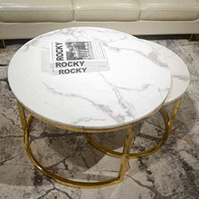 Load image into Gallery viewer, Nesting Coffee End Tables - Gold and White - EK CHIC HOME