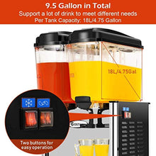 Load image into Gallery viewer, Commercial Beverage Dispenser Machine, 9.5 Gallon 2 Tank Juice Dispenser - EK CHIC HOME