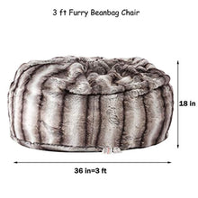 Load image into Gallery viewer, Faux Fur Bean Bag Chair Luxury and Comfy Big Beanless Bag Sponge Filling, 3 ft, - EK CHIC HOME