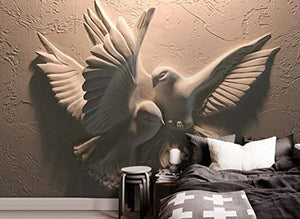 Wall Mural 3D Wallpaper Embossed Modern Minimalist Flying Pigeon Living Room - 350cm×256cm - EK CHIC HOME