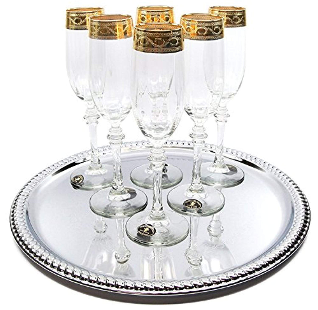 Italian Collection 8 oz Crystal Champagne Flute Glasses 24K Gold-Plated - EK CHIC HOME