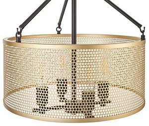 Gianni Chandelier Hanging Light Black w/Antique Brass - EK CHIC HOME