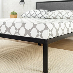 14 Inch Platform Metal Bed Frame with Upholstered Headboard / Mattress Foundation / Wood Slat Support - EK CHIC HOME