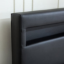 Load image into Gallery viewer, Modern Full Bed Metal Frame Contemporary Upholstered Black Leather Wood Slat Platform - EK CHIC HOME