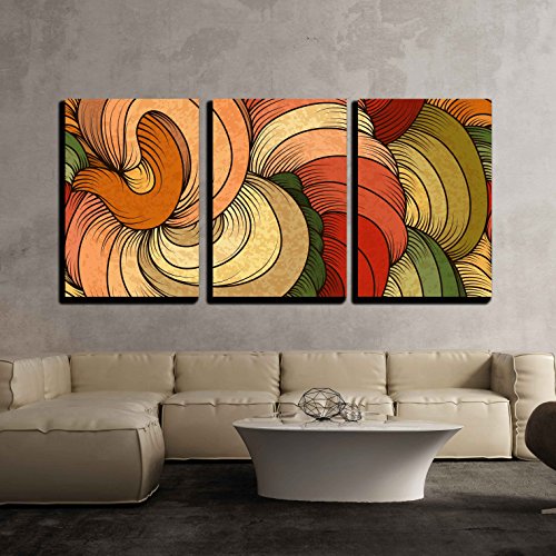 3 Piece Canvas Wall Art - Vector - Seamless Abstract Pattern - Stretched and Framed Ready to Hang - 24