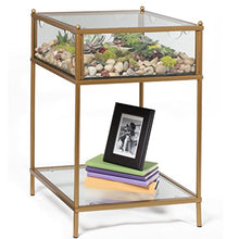 Load image into Gallery viewer, Display End Table with Reinforced Glass in Gold Iron - EK CHIC HOME