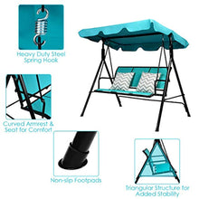 Load image into Gallery viewer, 3 Person Patio Swing, Steel Frame with Polyester Angle Adjustable Canopy - EK CHIC HOME