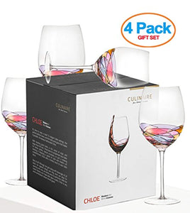 Set Of 4 - Hand Painted, Exquisite Design, Wine Glasses - EK CHIC HOME