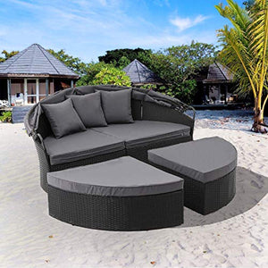 Outdoor Patio Round Daybed Furniture Sets - EK CHIC HOME