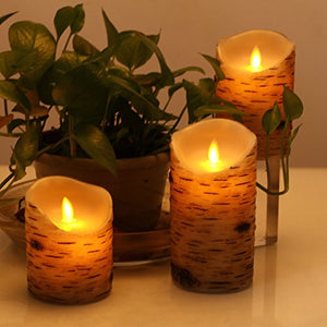 Flickering Candles, Candles Birch Set of 3 - EK CHIC HOME