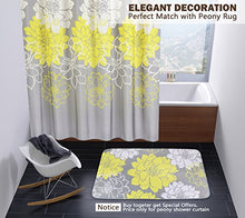 Load image into Gallery viewer, Peony Flower Fabric Shower Curtain Mildew Resistant Yellow and Grey, 72 x 72 - EK CHIC HOME