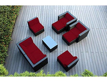 Load image into Gallery viewer, 20-Piece Outdoor Patio Furniture - Black Wicker with Red Cushions - Free Patio Cover - EK CHIC HOME