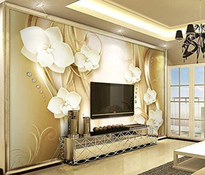 Floral Wallpaper Gold Orchid Flourish Pattern Wall Print Luxury Home Decor - EK CHIC HOME