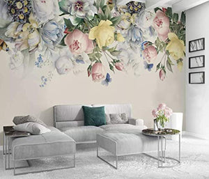 Floral Wallpaper Colorful Floral Wall Mural Peony Flower Watercolor Paint Art Classic - EK CHIC HOME