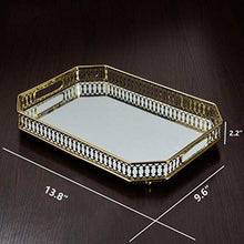 Load image into Gallery viewer, Vanity Tray with Square Metal Gold, 13.8” x 9.6” x 2.2” - EK CHIC HOME