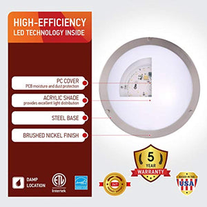 12" (4 Pack) LED Semi Flush Mount Ceiling Light, Dimmable - EK CHIC HOME