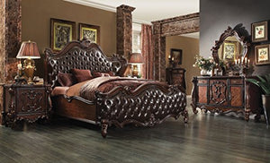 French/Versailles Bedroom Set with Queen Bed, Nightstand, Dresser and Mirror - EK CHIC HOME