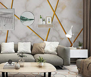 Wall Mural 3D Wallpaper Gold Line Geometric Texture Stone Pattern - EK CHIC HOME