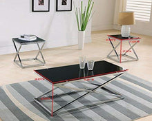Load image into Gallery viewer, Coylin Glass Cocktail Coffee Table &amp; 2 End Tables (Set of 3), Chrome - EK CHIC HOME