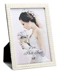Metal Picture Frame Silver Plated with Pearls 5x7 Inch - EK CHIC HOME