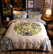 Load image into Gallery viewer, Bohemian Duvet Cover Set Queen Size Zipper Closure Boho Bedding Set With Flat Sheet 4-Piece Pure Cotton - EK CHIC HOME
