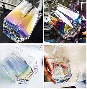 Stemless Wine Glass Set Of 4(10 Oz),Iridescent Glassware For Gift , - EK CHIC HOME