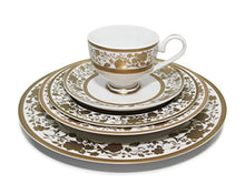 Load image into Gallery viewer, Royalty Porcelain 5pc Place Setting  24K Gold-Plated, Elite Bone China Porcelain - EK CHIC HOME