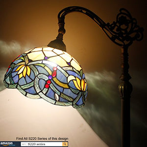 Tiffany  Floor Lamp Stained Glass Lotus Lampshade in 64 Inch Tall Antique Arched Base - EK CHIC HOME