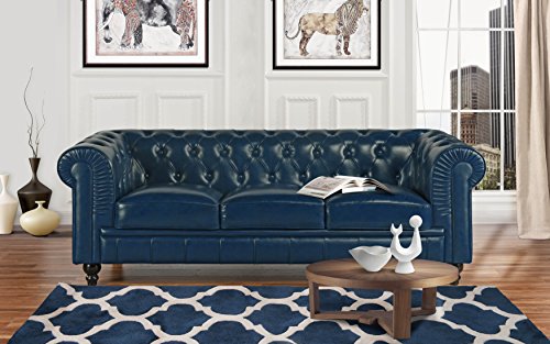 Roma Classic Chesterfield Sofa (Blue) - EK CHIC HOME