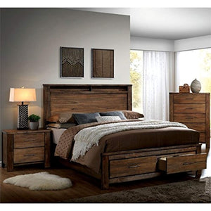 Rustic 3 Piece Queen Bedroom Set in Oak - EK CHIC HOME