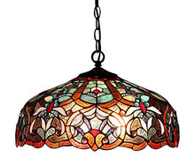 Load image into Gallery viewer, Tiffany-Style Victorian 2-Light Ceiling Pendant Fixture, 18-Inch, Multi-colored - EK CHIC HOME