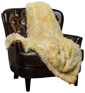 Fur Sherpa Throw BlanketSuper Soft Shaggy Fuzzy Fluffy Elegant  (50" x 65") - EK CHIC HOME