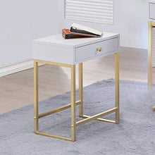 Load image into Gallery viewer, Coleen Side Table, White &amp; Brass - EK CHIC HOME