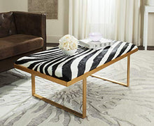 Load image into Gallery viewer, White and Gold Millie Zebra Loft Bench - EK CHIC HOME
