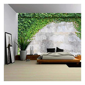 The Green Creeper Plant on a Wall - Removable Wall Mural | Self-Adhesive Large Wallpaper - EK CHIC HOME