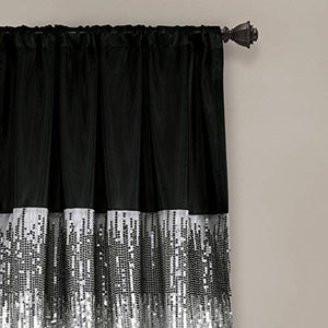 ULTRA CHIC Night Sky Panel (Single Curtain), 84" x 42" Silver and Black - EK CHIC HOME