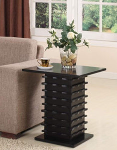 Black Wood Finish Wave Design Occasional Table Set Coffee Table & 2 End Tables - EK CHIC HOME