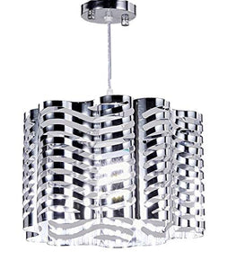 1-Light Chrome Finish Metal Shade Chandelier Hanging Pendant Ceiling Lamp Fixture - EK CHIC HOME