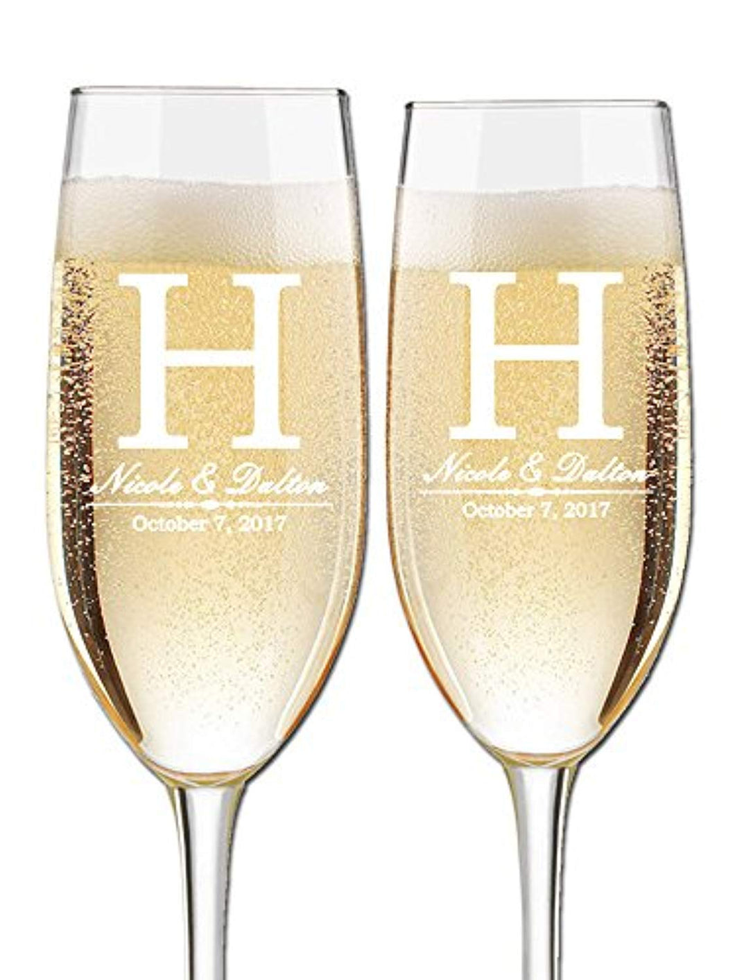 Set of 2, Wedding Champagne Flutes, Personalized Champagne Glasses