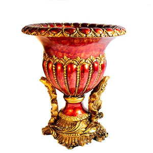 11 Inch Deep Red & Gold Urn Style Vase - EK CHIC HOME