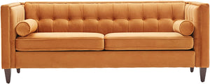 78'' W Velvet Mid-Century Sofa with Bolster Pillows - EK CHIC HOME