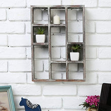 Load image into Gallery viewer, 15-Inch 9-Compartment Rustic Wooden Freestanding &amp; Wall Mountable Shadow Box Display Shelf - EK CHIC HOME