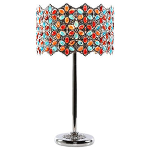 Poetic Wanderlust 23"H Fairlea  Jeweled Chrome Table Lamp - Multicolored Crystal - EK CHIC HOME