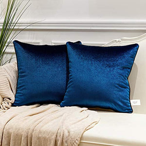 Pack of 2 Luxury Velvet  Soft Decorative Square Throw Pillow Covers  24 x 24 - EK CHIC HOME