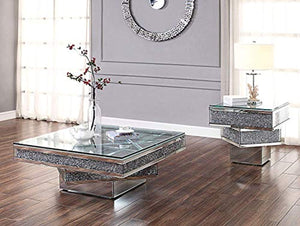 Coffee Table, Mirrored and Faux Diamonds - EK CHIC HOME