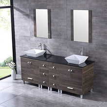 Load image into Gallery viewer, 72&quot; Double Wood Bathroom Vanity Cabinet and Square Ceramic Vessel Sink w/Mirror Faucet Combo - EK CHIC HOME
