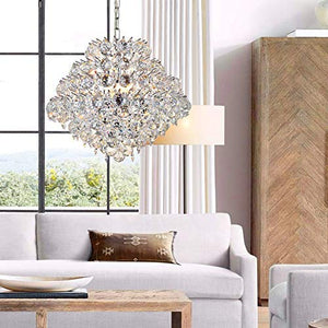Modern Pendant Chandelier Crystal Raindrop Lighting Ceiling Light Fixture Lamp D20 in x H16 in - EK CHIC HOME