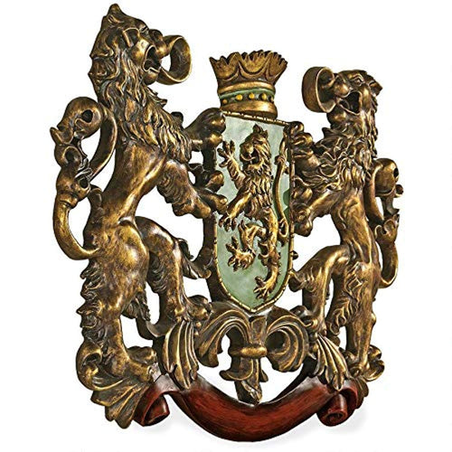 Heraldic Royal Lions Coat of Arms Medieval Decor Wall Sculpture, 30 Inch - EK CHIC HOME
