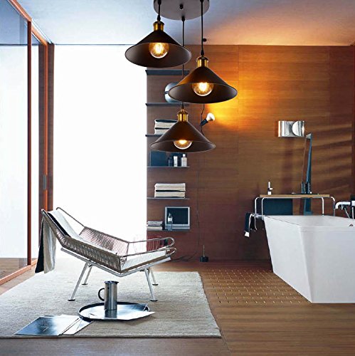 3-Light Industrial Black Finish Metal Shade Hanging Pendant Ceiling Lamp Fixture - EK CHIC HOME